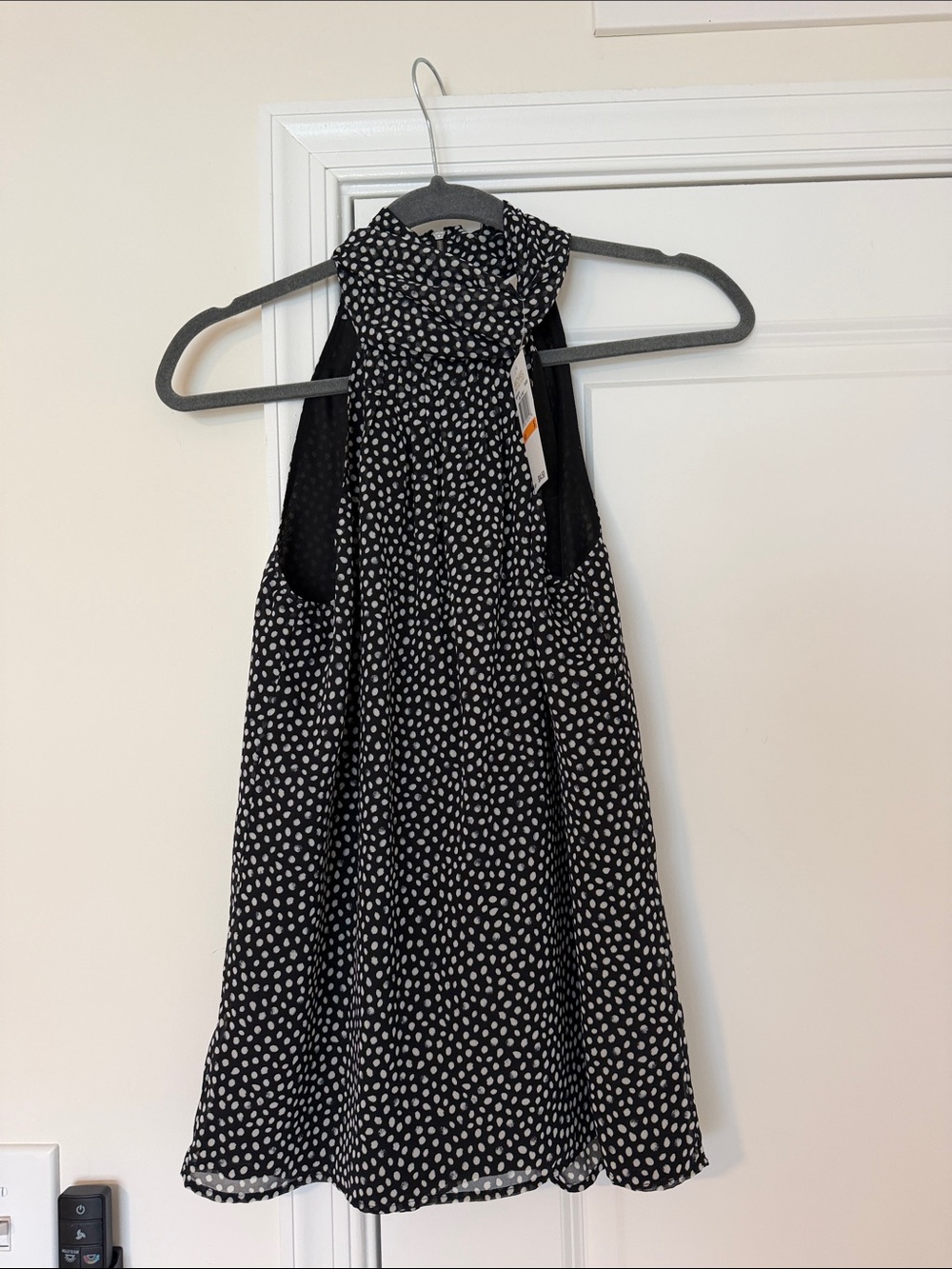 NWT Michael Kors Black and White Polka Dot Sleeveless Top